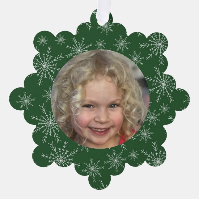 Snowflake-Foto Ornament Karte (Vorderseite)