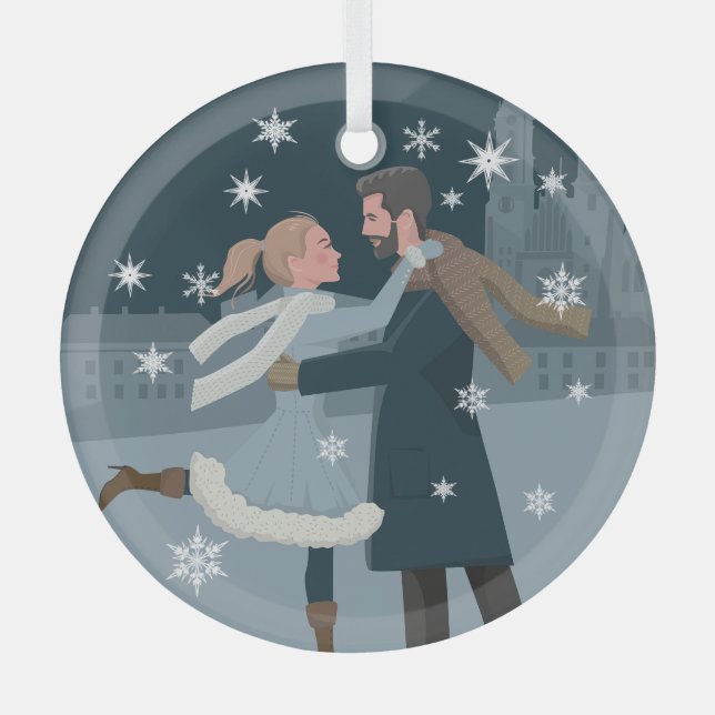 Snowflake Foto Ornament - Personalisiert Keepake Aus Glas (Vorderseite)