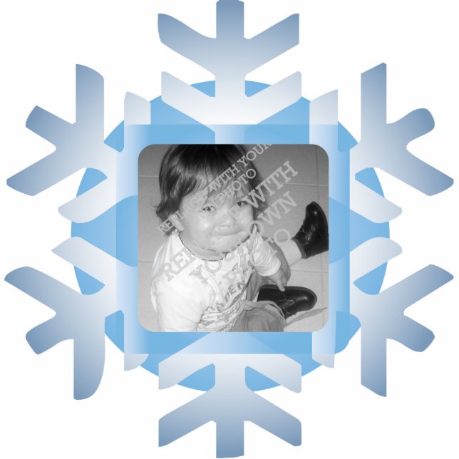 Snowflake Foto Personalisierter Weihnachtsschmuck Freistehende Fotoskulptur (Vorne)