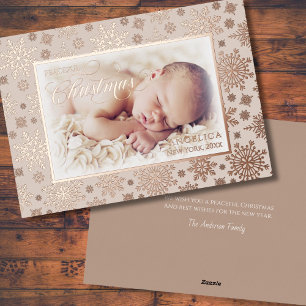 Snowflake Foto Rose Gold Frame Folien Feiertagskarte