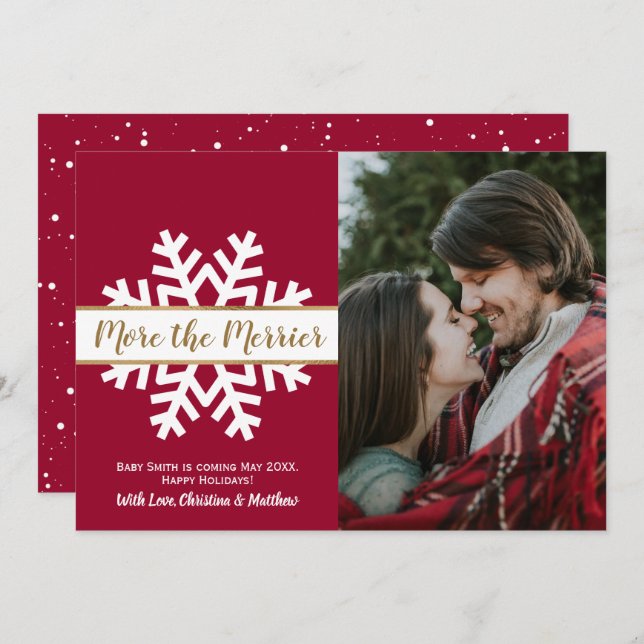 Snowflake Foto Weihnachtsfeiertage Ankündigung (Vorne/Hinten)
