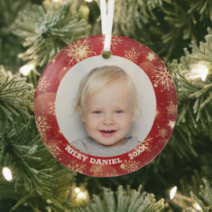 Snowflake Frame Foto Ornament Aus Glas