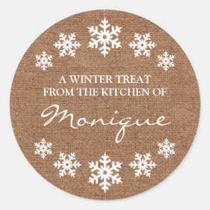 Snowflake Frame Winter Leckerei Label Imitate Burl Runder Aufkleber