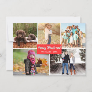 Snowflake Frohe Weihnachtsfamilie Foto Collage Feiertagskarte