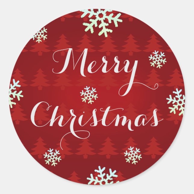 Snowflake Frohe Weihnachtskleber Runder Aufkleber (Vorderseite)