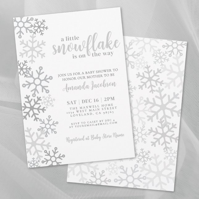 Snowflake Gender Neutral Winter Baby Shower Einladung (Snowflake Winter Baby Shower Invitation)
