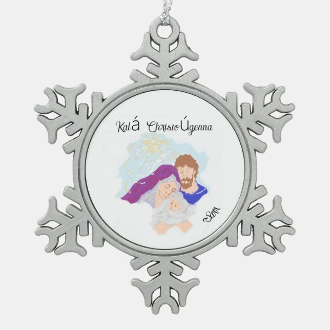 Snowflake Gerahmt Ornament Savior ist Geboren (Vorderseite)