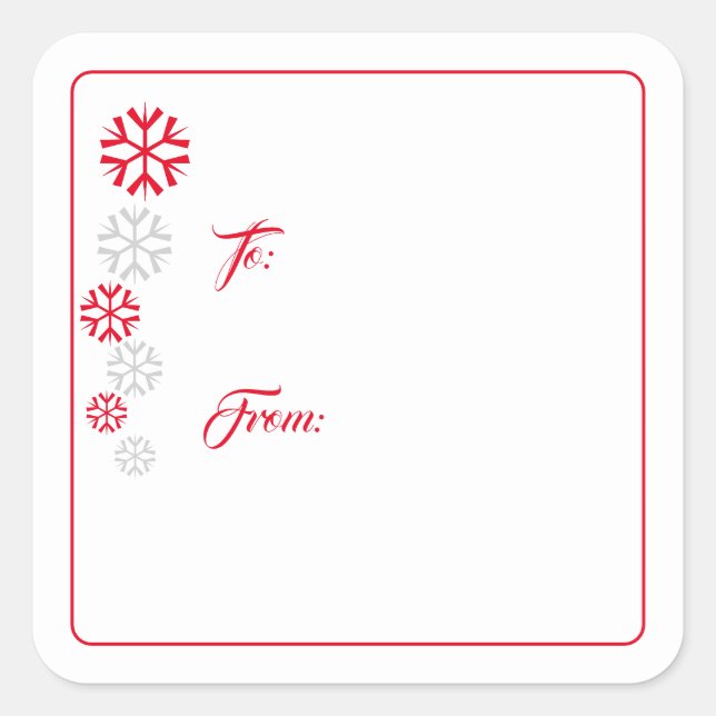 Snowflake-Geschenk-Aufkleber Quadratischer Aufkleber (Vorderseite)