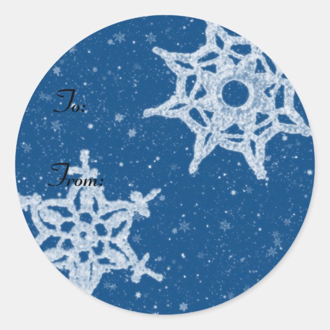 Snowflake-Geschenk-Tag Runder Aufkleber (Vorderseite)