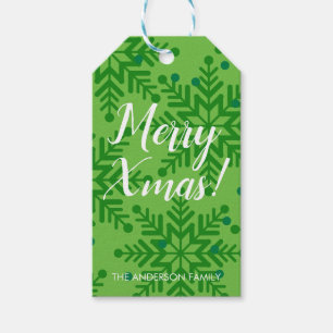 Snowflake Geschenk Tag Weihnachten Grün Geschenkanhänger