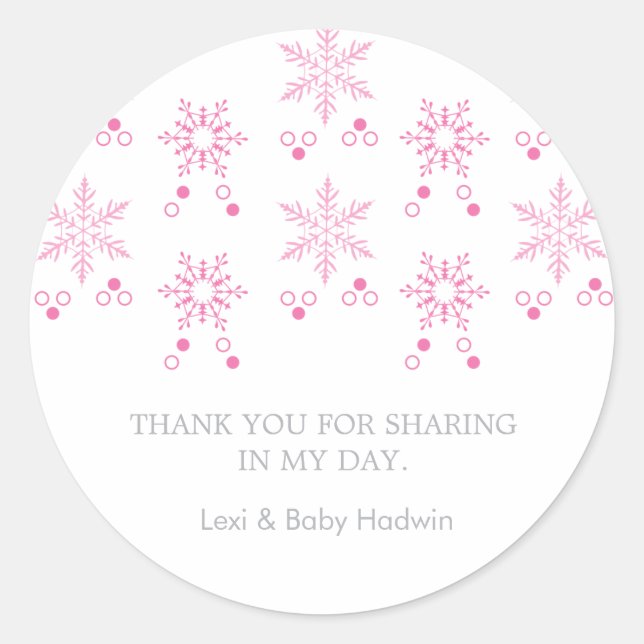 Snowflake | Girl Baby Shower Favor Sticker (Vorderseite)