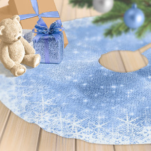 Snowflake Glitzer und Shine Blue ID671 Polyester Weihnachtsbaumdecke