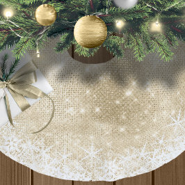 Snowflake Glitzer und Shine Gold ID671 Polyester Weihnachtsbaumdecke