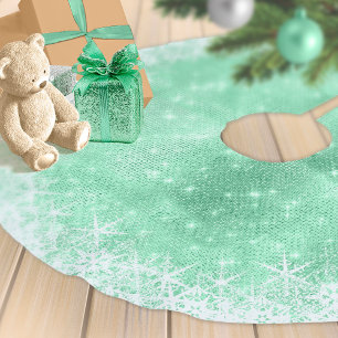 Snowflake Glitzer und Shine Green ID671 Polyester Weihnachtsbaumdecke