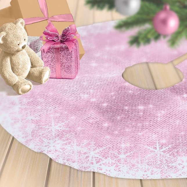 Snowflake Glitzer und Shine Pink ID671 Polyester Weihnachtsbaumdecke (Von Creator hochgeladen)