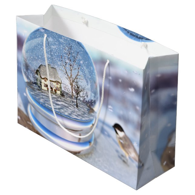 Snowflake Globe Geschenktasche Große Geschenktüte (Rückseite Schrägansicht)