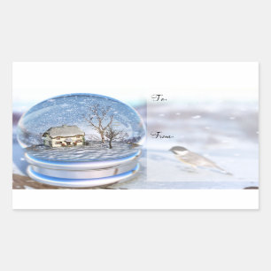 Snowflake Globe Weihnachtsgeschenke Labels Rechteckiger Aufkleber