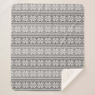 Snowflake Grau Weiße Imitate Strick Sweater Patter Sherpadecke