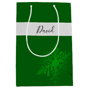 Snowflake Green Personalisiert Gift Bag Mittlere Geschenktüte