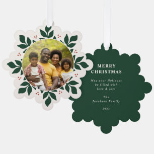 Snowflake Greenerie Rahmen Holiday Foto Ornament Karte