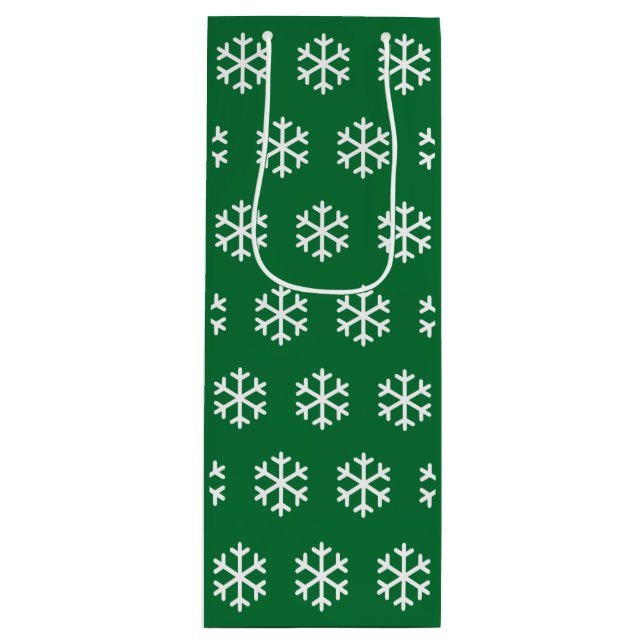 Snowflake Grüne Weihnachtswein Geschenktasche Geschenktüte Für Weinflaschen (Vorderseite)