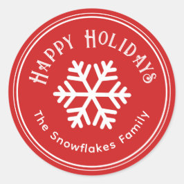 Snowflake Happy Holidays Roter Sticker