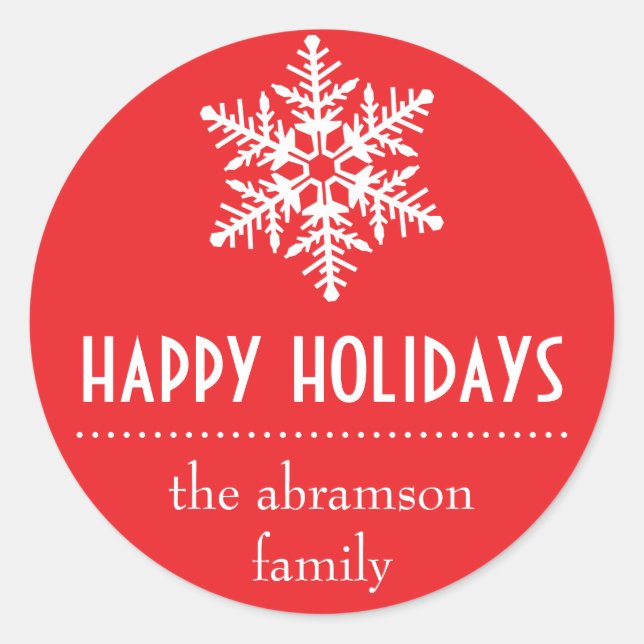 Snowflake Happy Holidays Stickers (rot) (Vorderseite)
