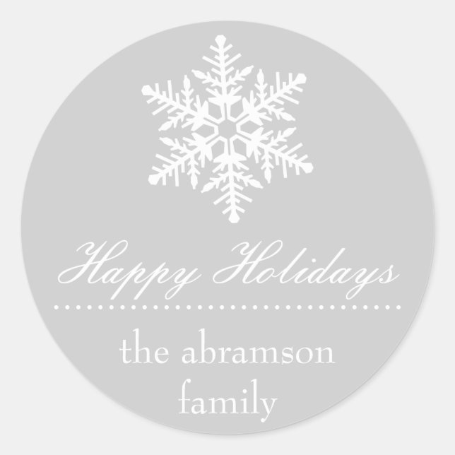 Snowflake Happy Holidays Stickers (Silber) (Vorderseite)