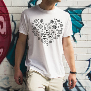 Snowflake Herzweihnachtsbaum T-Shirt