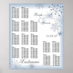 Snowflake Hochzeitskarte blau Poster