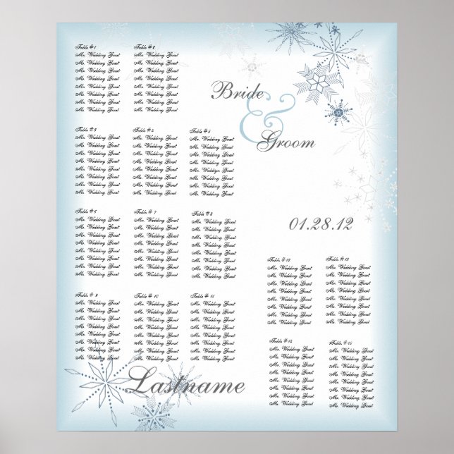 Snowflake Hochzeitssessatellit Ice Blue Poster (Vorne)