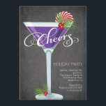 Snowflake Holiday Cocktail Party Einladung<br><div class="desc">Spaß für moderne KÄCHER! Retro Holiday Cocktail Party Einladung mit einem festlichen lila Martini-Glas mit Heiligen auf dem Set auf einem beliebten und trendigen schwarzen Chalkboard Hintergrund.  Ideal für einen Silvester Party,  Feiertag,  Weihnachtsfeier,  Party,  Party,  Trim the tree Party oder jeden besonderen Winter treffen sich Party.</div>