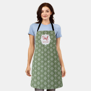 Snowflake Holiday Muster Monogram Custom Schürze