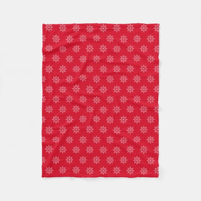 Snowflake Holiday Pattern Rotes Weihnachten Fleecedecke (Vorderseite)