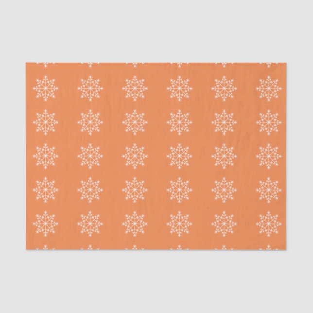 Snowflake Holiday Pattern Vibranno Orange Weihnach Seidenpapier (Vorderseite)