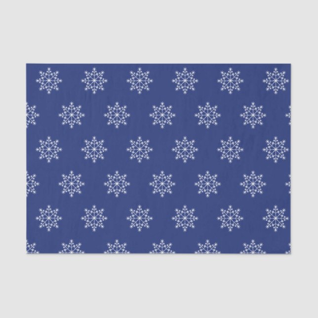 Snowflake Holiday Pattern Weihnachten Blau Seidenpapier (Vorderseite)