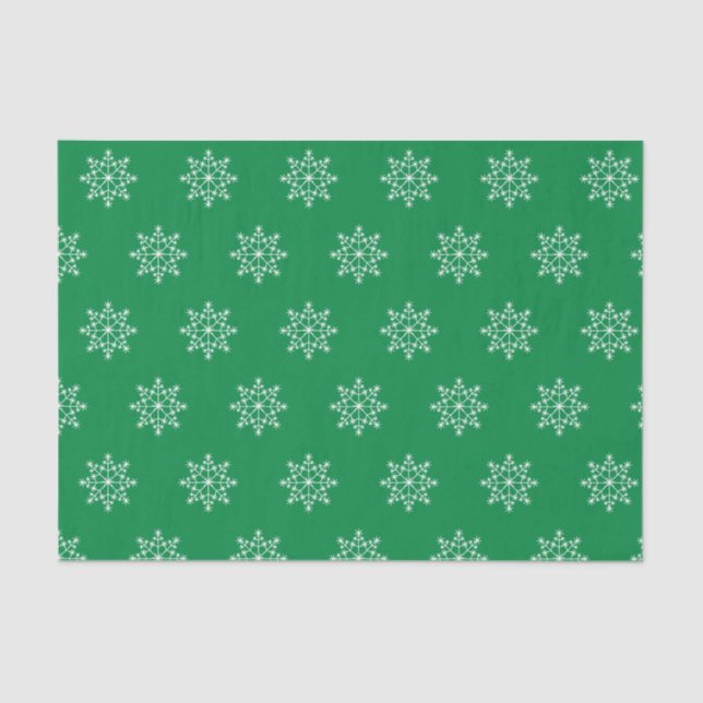 Snowflake Holiday Pattern Weihnachten Grün Seidenpapier (Vorderseite)