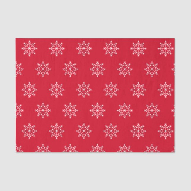 Snowflake Holiday Pattern Weihnachten Rot Seidenpapier (Vorderseite)