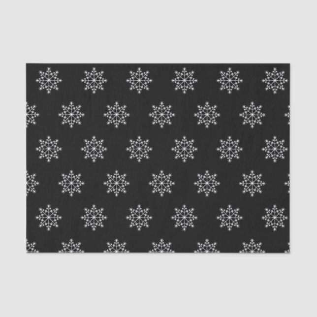 Snowflake Holiday Pattern Weihnachten Schwarz-weiß Seidenpapier (Vorderseite)