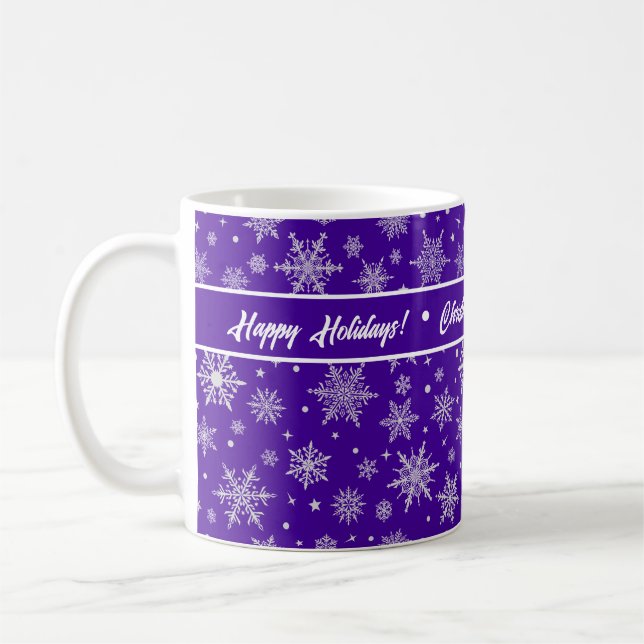 Snowflake Holiday Royal Lila Coffee Tasse (Links)