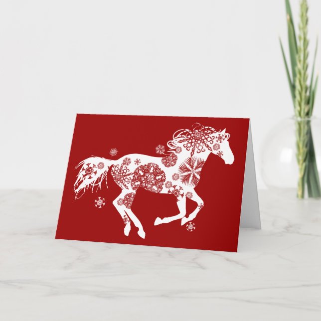 Snowflake Horse Weihnachts Weihnachtskarte Feiertagskarte (Vorderseite)