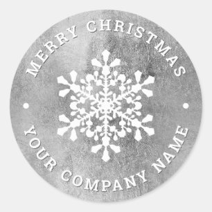 Snowflake Imitate Silber Weihnachtsunternehmen Runder Aufkleber