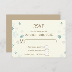 Snowflake Ivory Winter Wonderland Wedding Website RSVP Karte
