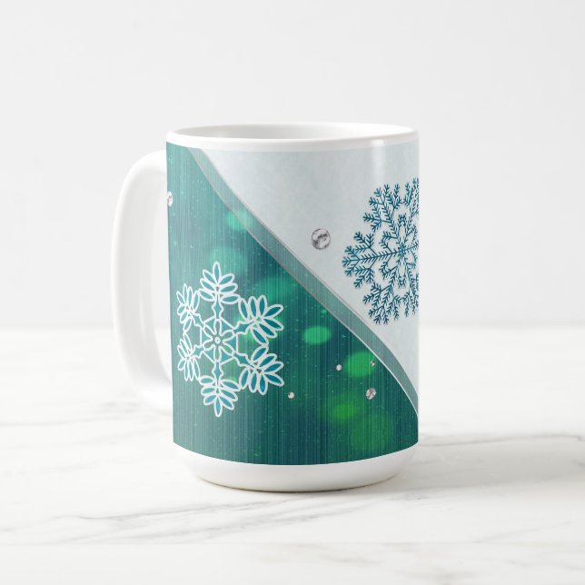 Snowflake Jewelen 3D Kaffeetasse (Vorderseite Links)