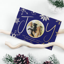 Snowflake Joy Custom Foto Foil Holiday Card Folien Feiertagskarte