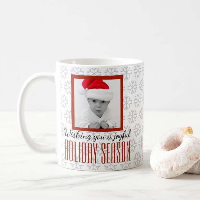 Snowflake Joyful Holiday Season Foto Kaffeetasse (Mit Donut)
