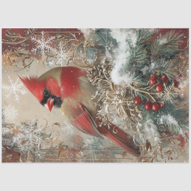 Snowflake-Kardinal Seidenpapier (Vorderseite)