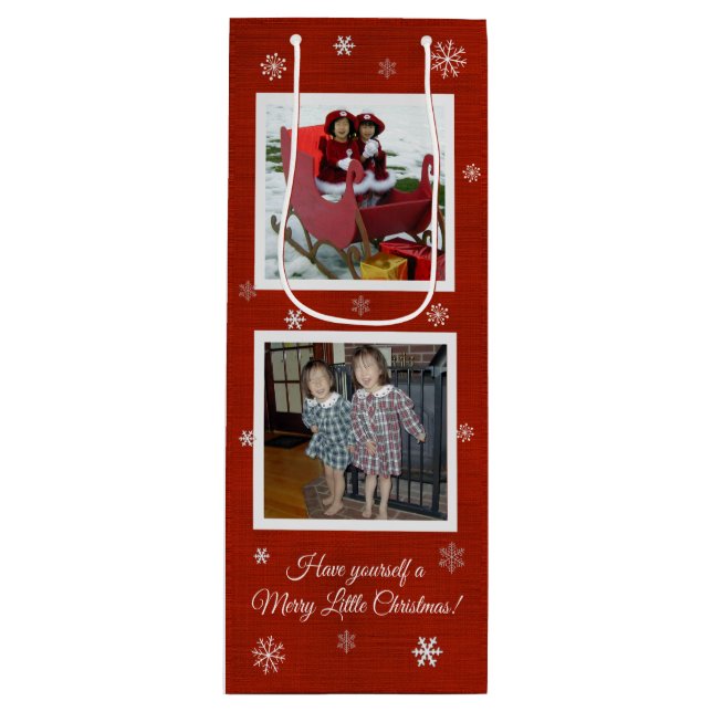 Snowflake Kisses Geschenktüte Für Weinflaschen (Vorderseite)