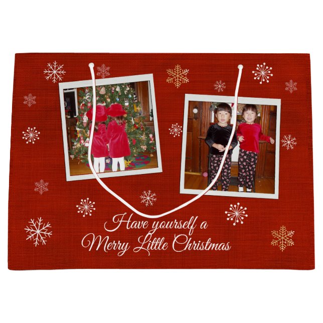 Snowflake Kisses Große Geschenktüte (Vorderseite)