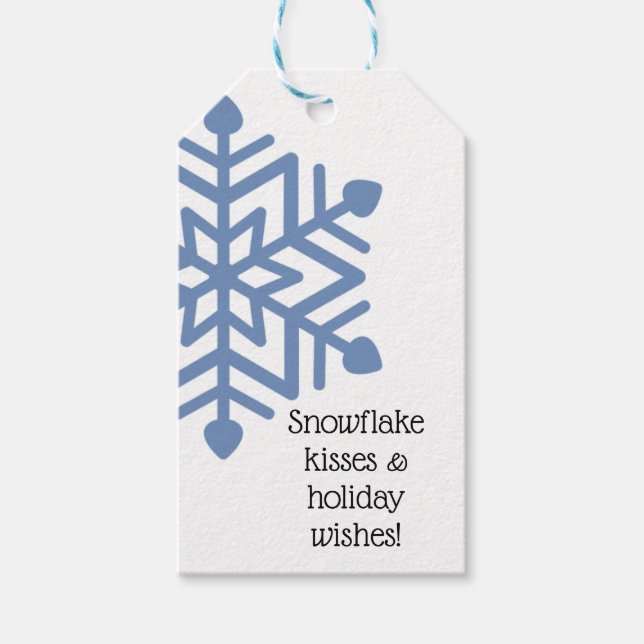 Snowflake Kisses und Urlaubswünsche Geschenkanhänger (Vorderseite)